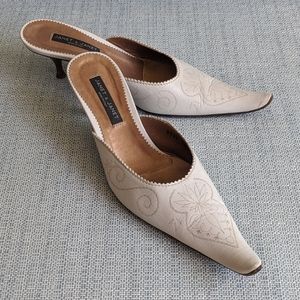 Italian leather white mules